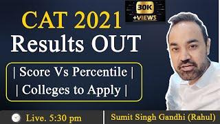 CAT 2021 Results OUT | Score Vs Percentile | Colleges to Apply