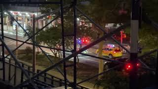 SENIOR CARE EMS AMBULANCE RESPONDING BROADWAY ON UPPER WEST SIDE AREA OF MANHATTAN IN NEW YORK CITY.