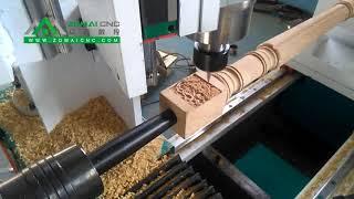 ZM-1530 Single Axis and Double Blades CNC Wood Lathe with Adjustable Direction Engraving Spindle