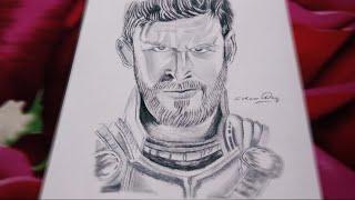 Thor sketch with charcoal pencil {Artist Sohom Dey}