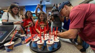 Brad Marchand serves Panthers fans Dairy Queen after Cup win