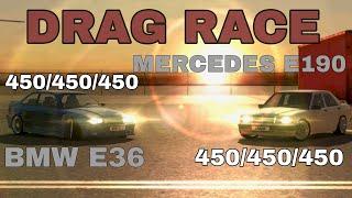 DRAG RACE mercedes e190 vs bmw e36 | tuning club online