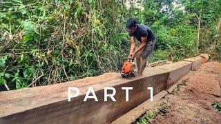 TOP TEKNIK‼️ PART 1 PENGERJAAN KAYU BINUANG MENGGUNAKAN MESIN GERGAJI STIHL 070 | CORAK KAYU BINUANG