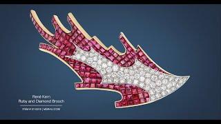 René Kern Ruby and Diamond Brooch | M.S. Rau