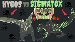 SIGMATOX vs HYGOS в Creatures of Sonaria!НОВЫЕ СУЩЕСТВА СОНАРИИ!