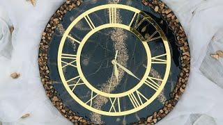 Black and Golden Resin Clock| Glitters and Marble Effect | Resin Elysium #marble #art #technology