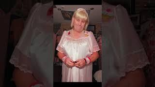 Wendy wearing a pink satin Negligee from primark 100%prowsent silk
