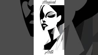 Elegance in Contrast | Vector Illustration of a Woman | Magical Arts