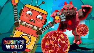  Watch Out for Lava Rocks! Count & Defeat the Golem Monster  | Rusty's World Adventure