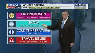 Winter Storm Details - December 7th CBS 42 News @ 5pm Weather Update