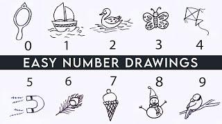 Easy Number Drawings for kids ️ #shorts #youtubeshorts #numberdrawing