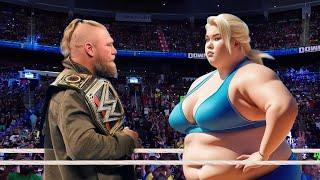 WWE 2k24 FULL MATCH - Brock Lesnar Vs. Fat Girl : SmackDown Live Full Match