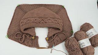 Cardigan "Arabica" knitting (part 2) ️ instruction in subtitles 