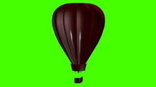 futurtic hot air balloon in green screen above the cloud