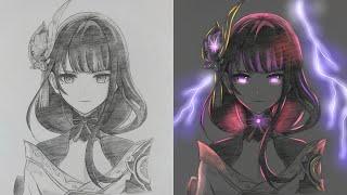 Glow art tutorial Raiden Shogun | Genshin Impact | ss_art1