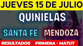 Quinielas Primera y matutina de Santa fé y Mendoza Jueves 15 de Julio