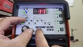 Hitbox HBT250P ac/dc tig and stick welder. Control panel & function overview