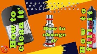 How to clean uwell Caliburn vape Super easy to change coil & filling Salt nic