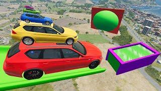 Small Cars on Big Car vs Slide Color with Portal Pool - Cars vs Deep Water - BeamNG.Drive #17