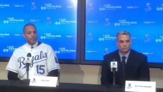 Royals general manager Dayton Moore introduces outfielder Alex Rios