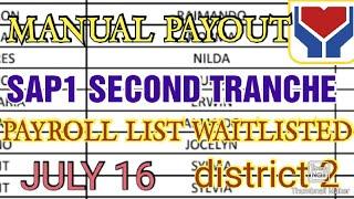 SAP WAITLISTED 2nd tranche manual payout district 2