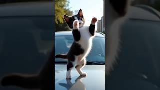 Rhythm on Steel: The Dance of a Tuxedo Kitten #viral #shorts #foreveryone #funny