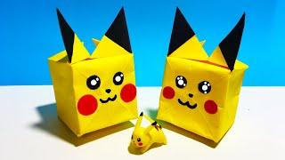 ОРИГАМИ  ПИКАЧУ / Надувная игрушка из бумаги / ORIGAMI Pikachu Pokemon / Paper inflatable toy