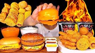 ASMR 고스트페퍼라면트리플치즈버거 빅맥 맥너겟 뿌링클사이드 먹방Ghost Pepper Noodles With Cheese Burger Big Mac Nugget MuKbang