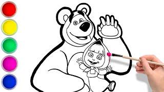 Draw and color Masha and the bear, drawing for children