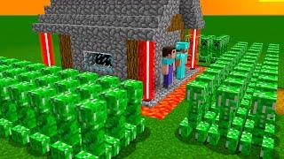 CREEPER ATTACK PROTECTED NOOB HOUSE AND PRO MINECRAFT BATTLE