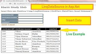 Insert Data Using LinqDataSource Control in Asp.Net | Hindi