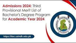 Admissions 2024: Third Provisional Merit List of Bachelor's Degree Program for Academic Year 2024