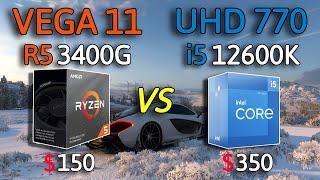 intel UHD 770 i5 12600K vs AMD VEGA 11 R5 5 3400G - Test in 9 Games