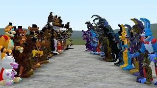 ALL FREDDYS VS ALL BONNIES ALL FNAFS 1-10 ANIMATRONICS In Garry's Mod!