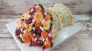 торт "БУКЕТ"! Сборка и украшение 3Д торта "БУКЕТ" Белковым кремом! Cake "BOUQUET" ! Bolo Ramalhete