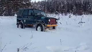 УАЗ с блокировками по снегу. Видео 3