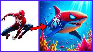 AVENGERS But SHARK  SUPERHEROESAll Characters (marvel & DC) 2024