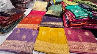 Banarasi Chiffon Georgette & Crape Organza Silk Single Saree Courier #banarasi #khaddigeorgette