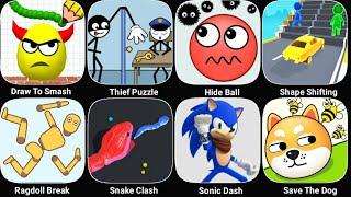 Draw To Smash, Hide Ball, Snake Clash, Prankster 3d, Sonic Dash, Spranky Survival, Angry Egg