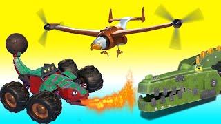 BEST OF ANIMAL & TRUCK CARTOON ! crocodile, elephant, eagle, plane, bulldozer, firetruck - Animacars