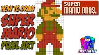 How to Draw Super Mario - Super Mario Bros Pixel Art Drawing Tutorial