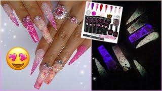 SXC COSMETICS Best Polygel Kit Yet?? A trifecta! GLOW IN THE DARK, Temperature Change & Glitter!!