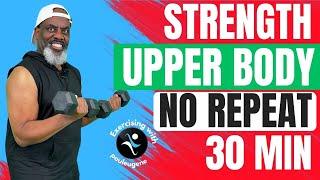 30-Minute No Repeat Upper Body Dumbbell Workout | Strength Training at Home