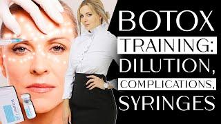 Botox training: zones, dilution, complications, indications, syringes, counting units. theory