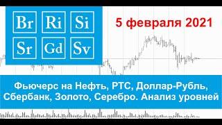 05.02.2021 - Нефть, РТС, Доллар-Рубль, Сбербанк, Золото, Серебро