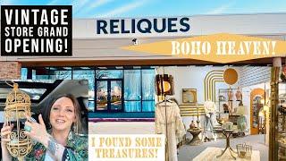 A BOHEMIAN MODERN VINTAGE HEAVEN! | Let's shop Reliques’ Grand Opening | Thrift with me!