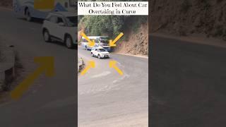 Heart-Stopping Moment Car Overtakes Bus on Sharp Curve #automobile #car #moments #heart #stop