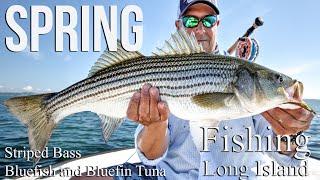 Spring fishing for striped bass, bluefish and bluefin tuna, New York (fly fishing film)