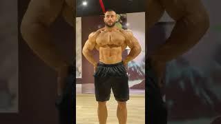 Middle eastern muscle bull flexing beautiful upper body