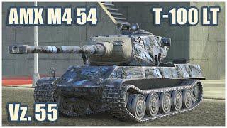 AMX M4 mle. 54, Vz. 55 & T-100 LT • WoT Blitz Gameplay